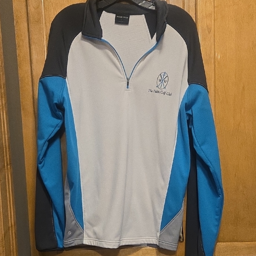 Men's Blue and Gray Half-Zip Sweatshirt